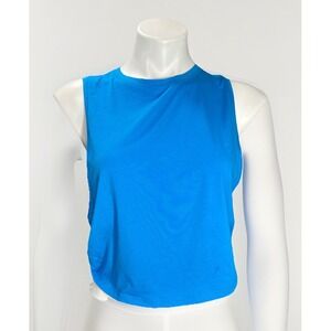 Crz Yoga XS Tank Top Madagascar Blue Crop Muscle Tank Ruched Sides